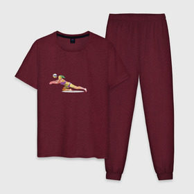 Мужская пижама хлопок с принтом Волейбол геометрия в Петрозаводске, 100% хлопок | брюки и футболка прямого кроя, без карманов, на брюках мягкая резинка на поясе и по низу штанин
 | полигоны