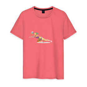 Мужская футболка хлопок с принтом Волейбол геометрия в Петрозаводске, 100% хлопок | прямой крой, круглый вырез горловины, длина до линии бедер, слегка спущенное плечо. | полигоны