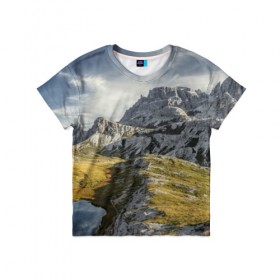 Детская футболка 3D с принтом Свежий воздух в Петрозаводске, 100% гипоаллергенный полиэфир | прямой крой, круглый вырез горловины, длина до линии бедер, чуть спущенное плечо, ткань немного тянется | горы. природа | красота | пейзаж | свежесть | скалы