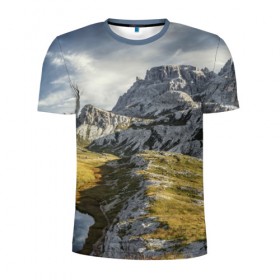 Мужская футболка 3D спортивная с принтом Свежий воздух в Петрозаводске, 100% полиэстер с улучшенными характеристиками | приталенный силуэт, круглая горловина, широкие плечи, сужается к линии бедра | горы. природа | красота | пейзаж | свежесть | скалы