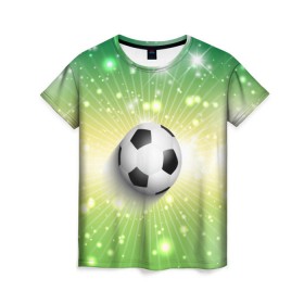 Женская футболка 3D с принтом Футбольный мяч 3 в Петрозаводске, 100% полиэфир ( синтетическое хлопкоподобное полотно) | прямой крой, круглый вырез горловины, длина до линии бедер | игра | кубок | мяч | спорт | футбол
