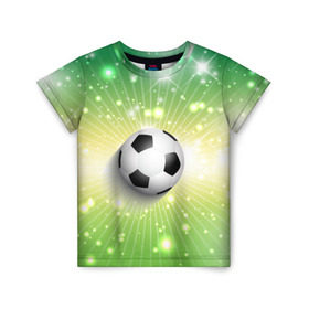 Детская футболка 3D с принтом Футбольный мяч 3 в Петрозаводске, 100% гипоаллергенный полиэфир | прямой крой, круглый вырез горловины, длина до линии бедер, чуть спущенное плечо, ткань немного тянется | игра | кубок | мяч | спорт | футбол