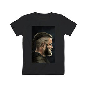 Детская футболка хлопок с принтом Ragnar Lodbrock в Петрозаводске, 100% хлопок | круглый вырез горловины, полуприлегающий силуэт, длина до линии бедер | ragnar lodbrock | vikings | викинги | рагнар лодброк