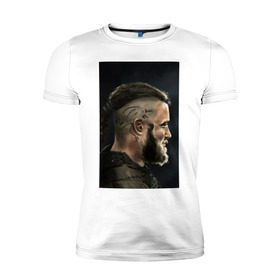 Мужская футболка премиум с принтом Ragnar Lodbrock в Петрозаводске, 92% хлопок, 8% лайкра | приталенный силуэт, круглый вырез ворота, длина до линии бедра, короткий рукав | ragnar lodbrock | vikings | викинги | рагнар лодброк