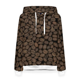 Женская толстовка 3D с принтом Кофейные зёрна в Петрозаводске, 100% полиэстер  | двухслойный капюшон со шнурком для регулировки, мягкие манжеты на рукавах и по низу толстовки, спереди карман-кенгуру с мягким внутренним слоем. | coffee | coffee grains | grains | кофе | кофейные зёрна