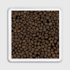 Магнит 55*55 с принтом Кофейные зёрна в Петрозаводске, Пластик | Размер: 65*65 мм; Размер печати: 55*55 мм | coffee | coffee grains | grains | кофе | кофейные зёрна
