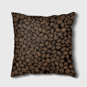Подушка 3D с принтом Кофейные зёрна в Петрозаводске, наволочка – 100% полиэстер, наполнитель – холлофайбер (легкий наполнитель, не вызывает аллергию). | состоит из подушки и наволочки. Наволочка на молнии, легко снимается для стирки | coffee | coffee grains | grains | кофе | кофейные зёрна