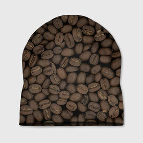 Шапка 3D с принтом Кофейные зёрна в Петрозаводске, 100% полиэстер | универсальный размер, печать по всей поверхности изделия | Тематика изображения на принте: coffee | coffee grains | grains | кофе | кофейные зёрна