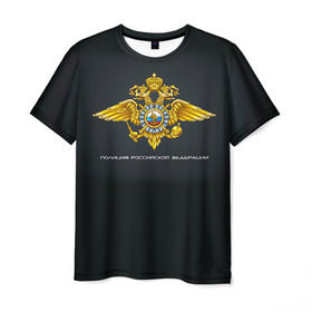 Мужская футболка 3D с принтом Полиция Российской Федерации в Петрозаводске, 100% полиэфир | прямой крой, круглый вырез горловины, длина до линии бедер | милиция