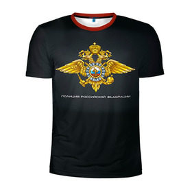 Мужская футболка 3D спортивная с принтом Полиция Российской Федерации в Петрозаводске, 100% полиэстер с улучшенными характеристиками | приталенный силуэт, круглая горловина, широкие плечи, сужается к линии бедра | Тематика изображения на принте: милиция