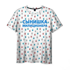 Мужская футболка 3D с принтом Полиция Российской Федерации в Петрозаводске, 100% полиэфир | прямой крой, круглый вырез горловины, длина до линии бедер | милиция