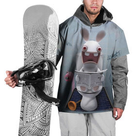 Накидка на куртку 3D с принтом Кролик с газетой в Петрозаводске, 100% полиэстер |  | rabbids | вантуз | горшок | зайцы засранцы | заяц | туалет