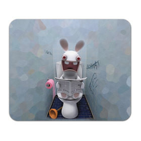 Коврик прямоугольный с принтом Кролик с газетой в Петрозаводске, натуральный каучук | размер 230 х 185 мм; запечатка лицевой стороны | rabbids | вантуз | горшок | зайцы засранцы | заяц | туалет