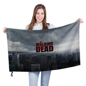 Флаг 3D с принтом The Walking Dead в Петрозаводске, 100% полиэстер | плотность ткани — 95 г/м2, размер — 67 х 109 см. Принт наносится с одной стороны | the walking dead | америка | апокалипсис | глен | дерил | зомби | карл | кровь | рик | сша | ходячие мертвецы