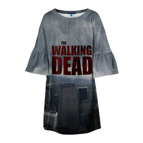 Детское платье 3D с принтом The Walking Dead в Петрозаводске, 100% полиэстер | прямой силуэт, чуть расширенный к низу. Круглая горловина, на рукавах — воланы | the walking dead | америка | апокалипсис | глен | дерил | зомби | карл | кровь | рик | сша | ходячие мертвецы