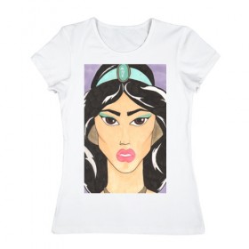 Женская футболка хлопок с принтом Принцесса Жасмин в Петрозаводске, 100% хлопок | прямой крой, круглый вырез горловины, длина до линии бедер, слегка спущенное плечо | fashion | дизайнерские | для девушек | мультфильмы