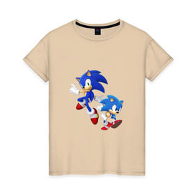 Женская футболка хлопок с принтом Sonic (Соник) в Петрозаводске, 100% хлопок | прямой крой, круглый вырез горловины, длина до линии бедер, слегка спущенное плечо | retro | sega | sonic
