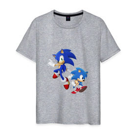 Мужская футболка хлопок с принтом Sonic (Соник) в Петрозаводске, 100% хлопок | прямой крой, круглый вырез горловины, длина до линии бедер, слегка спущенное плечо. | retro | sega | sonic