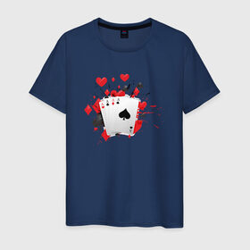 Мужская футболка хлопок с принтом Четыре туза в Петрозаводске, 100% хлопок | прямой крой, круглый вырез горловины, длина до линии бедер, слегка спущенное плечо. | казино | карты | покер | туз