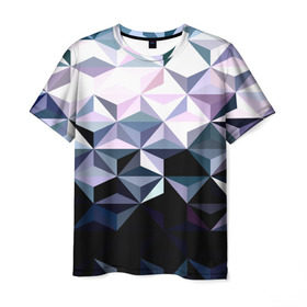 Мужская футболка 3D с принтом Lowpoly Pattern в Петрозаводске, 100% полиэфир | прямой крой, круглый вырез горловины, длина до линии бедер | polygon | абстракция | серый