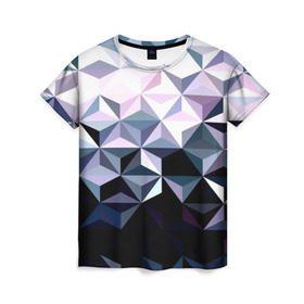 Женская футболка 3D с принтом Lowpoly Pattern в Петрозаводске, 100% полиэфир ( синтетическое хлопкоподобное полотно) | прямой крой, круглый вырез горловины, длина до линии бедер | Тематика изображения на принте: polygon | абстракция | серый