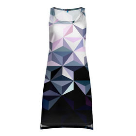 Платье-майка 3D с принтом Lowpoly Pattern в Петрозаводске, 100% полиэстер | полуприлегающий силуэт, широкие бретели, круглый вырез горловины, удлиненный подол сзади. | polygon | абстракция | серый