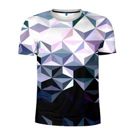 Мужская футболка 3D спортивная с принтом Lowpoly Pattern в Петрозаводске, 100% полиэстер с улучшенными характеристиками | приталенный силуэт, круглая горловина, широкие плечи, сужается к линии бедра | Тематика изображения на принте: polygon | абстракция | серый