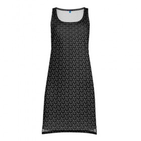 Платье-майка 3D с принтом Black Iron в Петрозаводске, 100% полиэстер | полуприлегающий силуэт, широкие бретели, круглый вырез горловины, удлиненный подол сзади. | black | iron | luxury | premium | vip | железный | премиум | соты | черный | эксклюзив