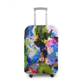 Чехол для чемодана 3D с принтом Абстракция цвета в Петрозаводске, 86% полиэфир, 14% спандекс | двустороннее нанесение принта, прорези для ручек и колес | масляные краски | разноцветные | яркие краски
