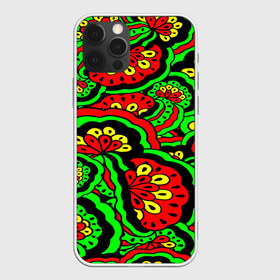 Чехол для iPhone 12 Pro Max с принтом Lishow в Петрозаводске, Силикон |  | зеленый | красный | орнамент | этно | яркий