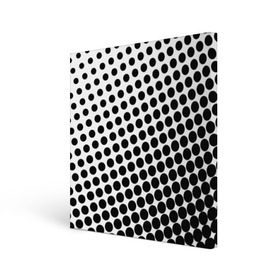 Холст квадратный с принтом Белый в горошек в Петрозаводске, 100% ПВХ |  | горошек | текстура | черный