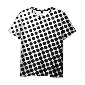 Мужская футболка 3D с принтом Белый в горошек в Петрозаводске, 100% полиэфир | прямой крой, круглый вырез горловины, длина до линии бедер | горошек | текстура | черный