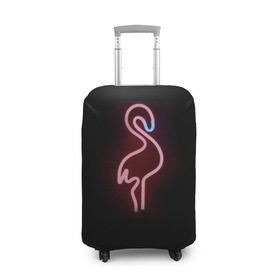 Чехол для чемодана 3D с принтом Светящийся фламинго в Петрозаводске, 86% полиэфир, 14% спандекс | двустороннее нанесение принта, прорези для ручек и колес | неон | птицы | фламинго