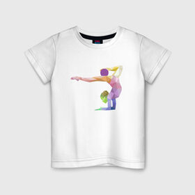Детская футболка хлопок с принтом Гимнастка геометрия в Петрозаводске, 100% хлопок | круглый вырез горловины, полуприлегающий силуэт, длина до линии бедер | 