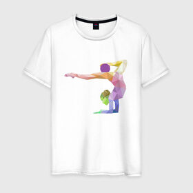 Мужская футболка хлопок с принтом Гимнастка геометрия в Петрозаводске, 100% хлопок | прямой крой, круглый вырез горловины, длина до линии бедер, слегка спущенное плечо. | 