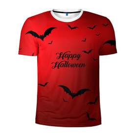 Мужская футболка 3D спортивная с принтом Halloween в Петрозаводске, 100% полиэстер с улучшенными характеристиками | приталенный силуэт, круглая горловина, широкие плечи, сужается к линии бедра | cat | dark | halloween | вамп | вампир | ведьма | готика | кот | кошка | магия | ночь | тыква | хэллоуин