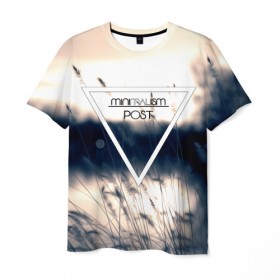 Мужская футболка 3D с принтом MINIMALISM POST#1 в Петрозаводске, 100% полиэфир | прямой крой, круглый вырез горловины, длина до линии бедер | minimalism | арт | блики. | другое | лес | минимализм | обои | поле | популярные | природа | туман | черно белое