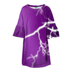 Детское платье 3D с принтом cs:go - Lightning strike в Петрозаводске, 100% полиэстер | прямой силуэт, чуть расширенный к низу. Круглая горловина, на рукавах — воланы | Тематика изображения на принте: cs | csgo | lightning strike | го | кс | удар молнии
