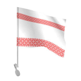 Флаг для автомобиля с принтом Славянский орнамент (на белом) в Петрозаводске, 100% полиэстер | Размер: 30*21 см | орнамент | россия | славяне | узор