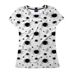 Женская футболка 3D с принтом Паучки в Петрозаводске, 100% полиэфир ( синтетическое хлопкоподобное полотно) | прямой крой, круглый вырез горловины, длина до линии бедер | патерн | паук | паутина