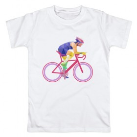 Мужская футболка хлопок с принтом Велосипедист в Петрозаводске, 100% хлопок | прямой крой, круглый вырез горловины, длина до линии бедер, слегка спущенное плечо. | 