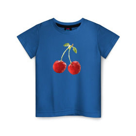 Детская футболка хлопок с принтом Вишенки в Петрозаводске, 100% хлопок | круглый вырез горловины, полуприлегающий силуэт, длина до линии бедер | вишня | отдых | отпуск | тропик | фрукты | ягоды