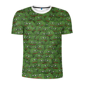 Мужская футболка 3D спортивная с принтом Грустные лягушки в Петрозаводске, 100% полиэстер с улучшенными характеристиками | приталенный силуэт, круглая горловина, широкие плечи, сужается к линии бедра | Тематика изображения на принте: frog | mem | sad | мем