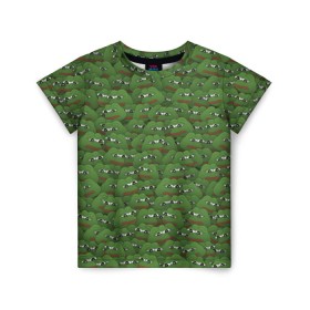Детская футболка 3D с принтом Грустные лягушки в Петрозаводске, 100% гипоаллергенный полиэфир | прямой крой, круглый вырез горловины, длина до линии бедер, чуть спущенное плечо, ткань немного тянется | frog | mem | sad | мем