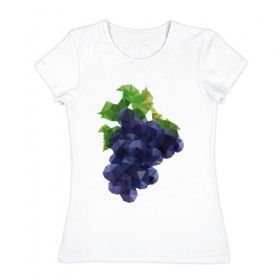 Женская футболка хлопок с принтом Виноград в Петрозаводске, 100% хлопок | прямой крой, круглый вырез горловины, длина до линии бедер, слегка спущенное плечо | виноград | геометрия | отдых | отпуск | тропик | фрукты