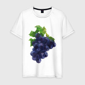 Мужская футболка хлопок с принтом Виноград в Петрозаводске, 100% хлопок | прямой крой, круглый вырез горловины, длина до линии бедер, слегка спущенное плечо. | виноград | геометрия | отдых | отпуск | тропик | фрукты