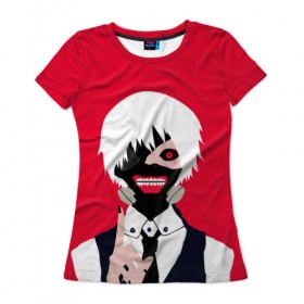 Женская футболка 3D с принтом Tokyo Ghoul в Петрозаводске, 100% полиэфир ( синтетическое хлопкоподобное полотно) | прямой крой, круглый вырез горловины, длина до линии бедер | anime | tokyo ghoul | аниме | гуль | токийский гуль