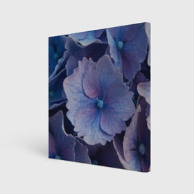Холст квадратный с принтом Синие цветочки в Петрозаводске, 100% ПВХ |  | синий | сиреневый | цветок | цветы