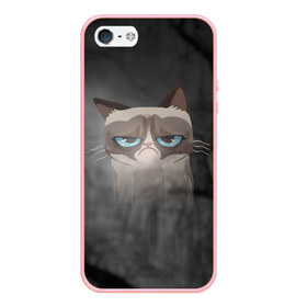 Чехол для iPhone 5/5S матовый с принтом Grumpy Cat в Петрозаводске, Силикон | Область печати: задняя сторона чехла, без боковых панелей | кот | мем | угрюмый