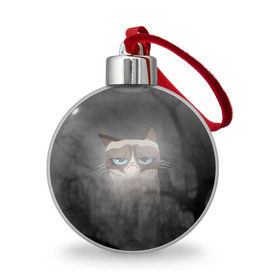 Ёлочный шар с принтом Grumpy Cat в Петрозаводске, Пластик | Диаметр: 77 мм | Тематика изображения на принте: кот | мем | угрюмый